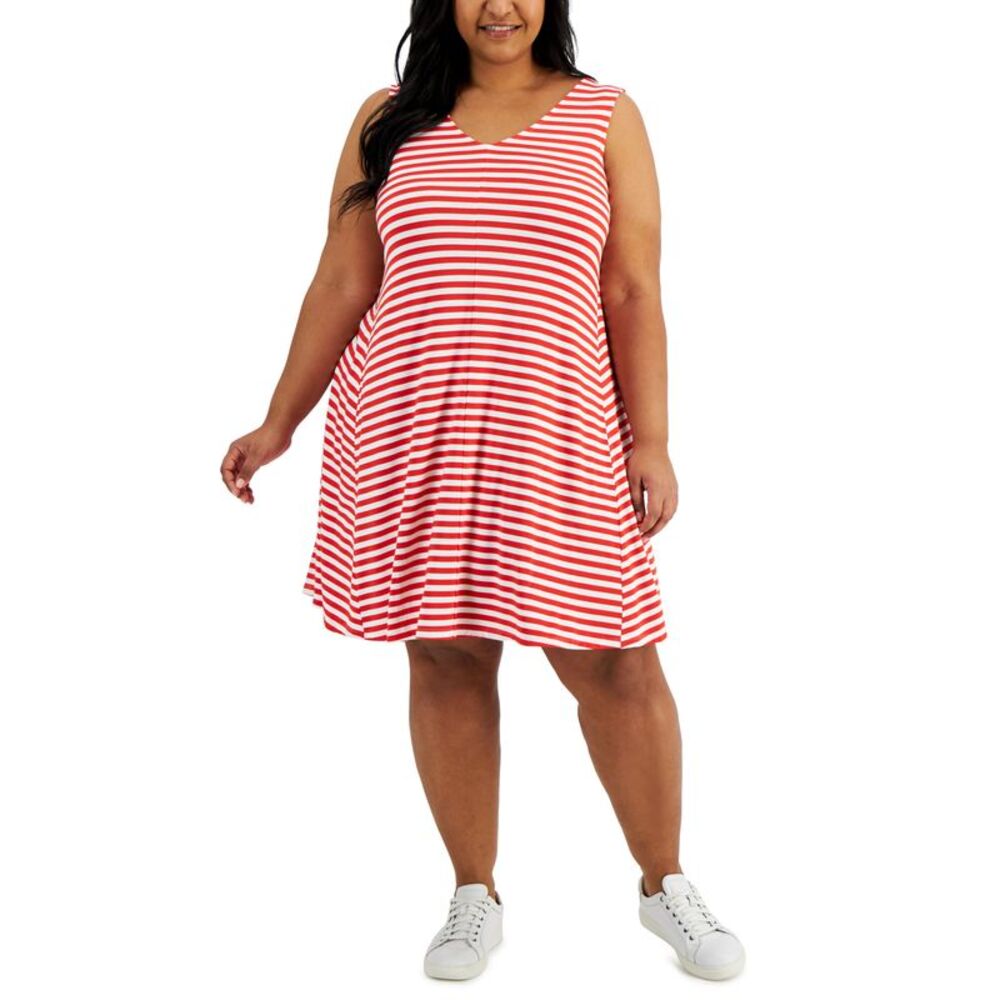 Style & Co Plus Size Striped Cross Back Flip Flop Dress